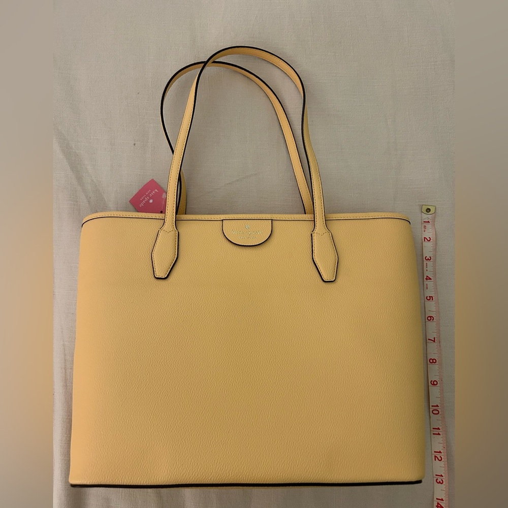 NWT Kate spade yellow pebbled leather zip tote bag WKR00231 lori day break (704)